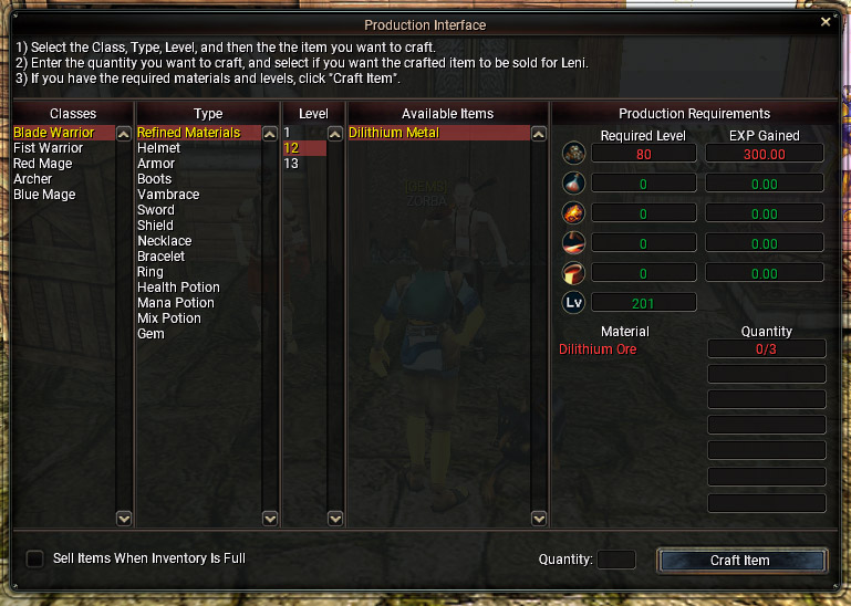 Item Set Crafting Window