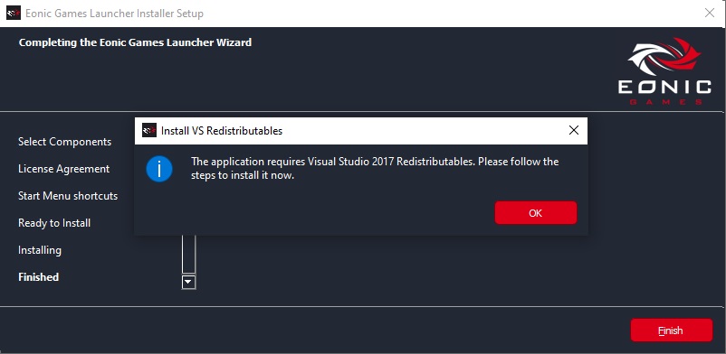 installer step  8 redistributables
