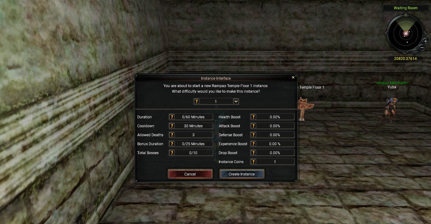 Rampao Temple Floor 1 Instance Creation