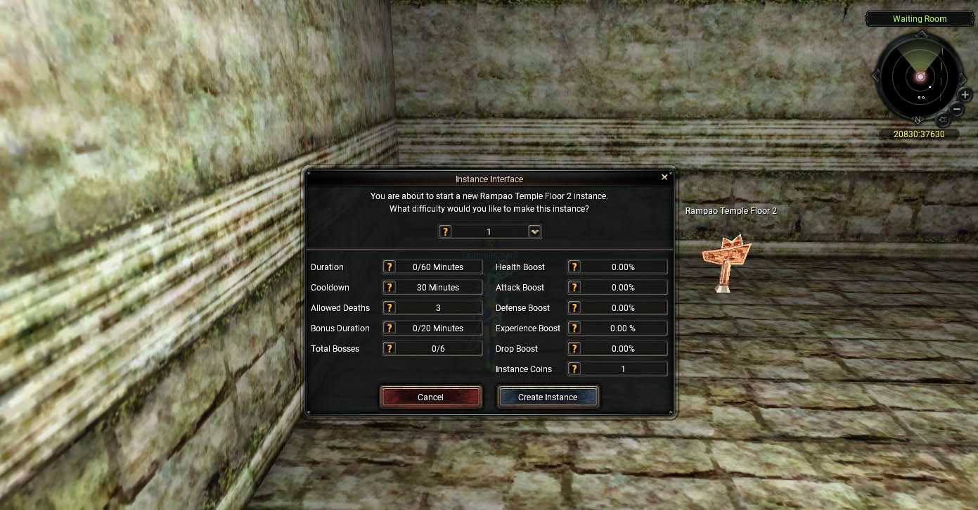 Rampao Temple Floor 2 Instance Creation